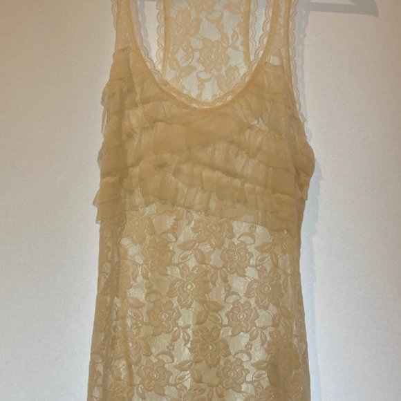 NWT Abercrombie & Fitch Caily Floral Lace Stretch White Tank Women's S - Picture 3 of 8